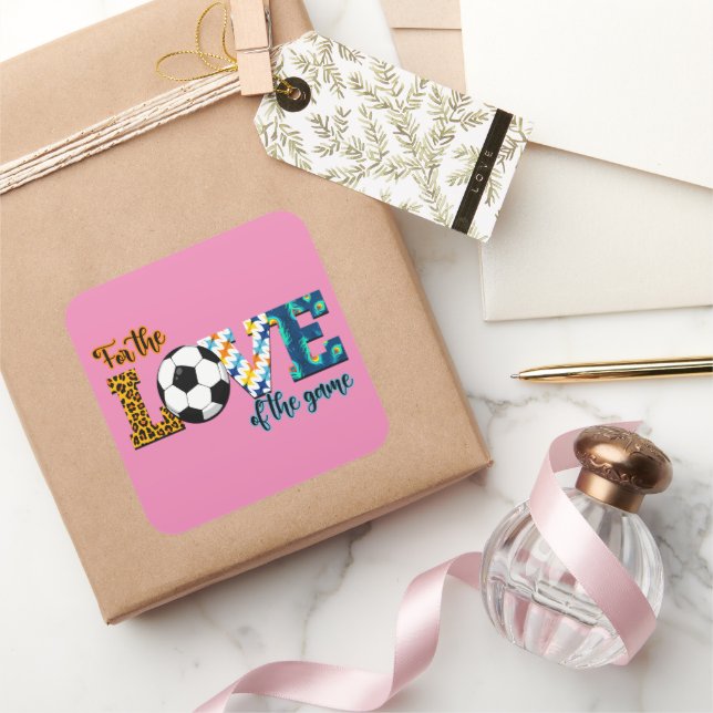 Für die Liebe der Game Soccer Mama Leopard Quadratischer Aufkleber (Schenken)