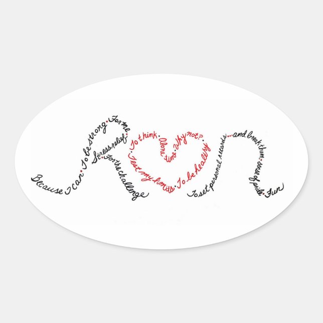 Für die Liebe des laufenden Autoaufklebers Ovaler Aufkleber (Vorderseite)