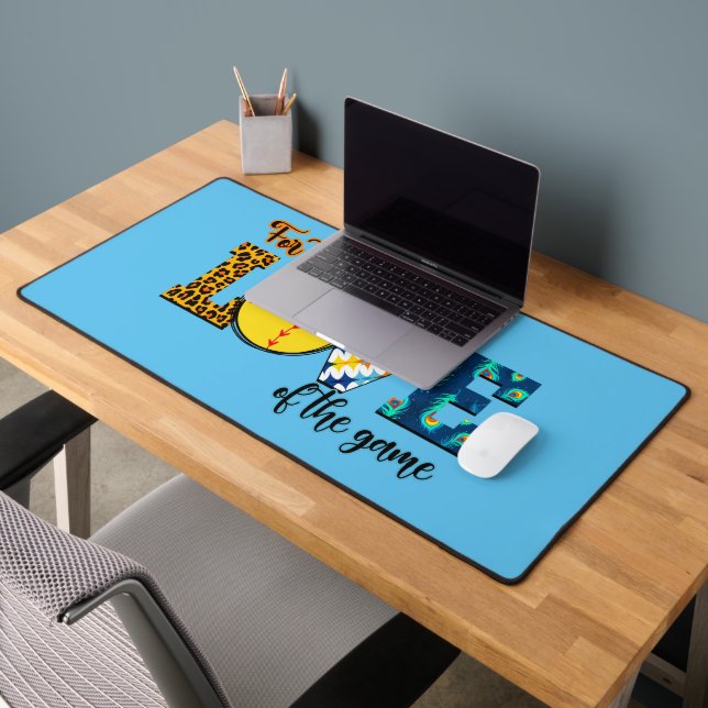 Für die Liebe des Spiel Softball Mama Leopard Schreibtischunterlage (Büro 2)