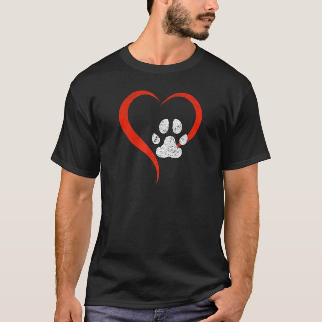 Für die Liebe meines Hundes Rotes Herz und Weiße H T-Shirt (Vorderseite)