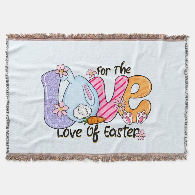 Für die Liebe Ostern - Niedliche Bunny & Eggs Decke (Vorderseite)