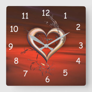 Für die Liebe Rot Quadratische Wanduhr