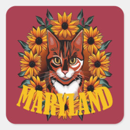 Für die Liebe zu Marylands Calico-Katze Quadratischer Aufkleber