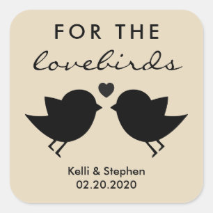 Für die Lovebirds, Hochzeitstorte Quadratischer Aufkleber