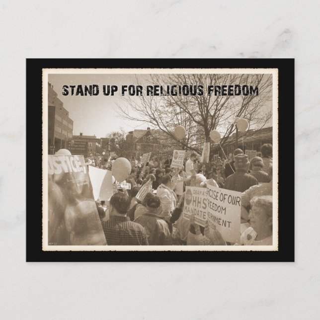 Für die Religionsfreiheit eintreten Postkarte (Vorderseite)