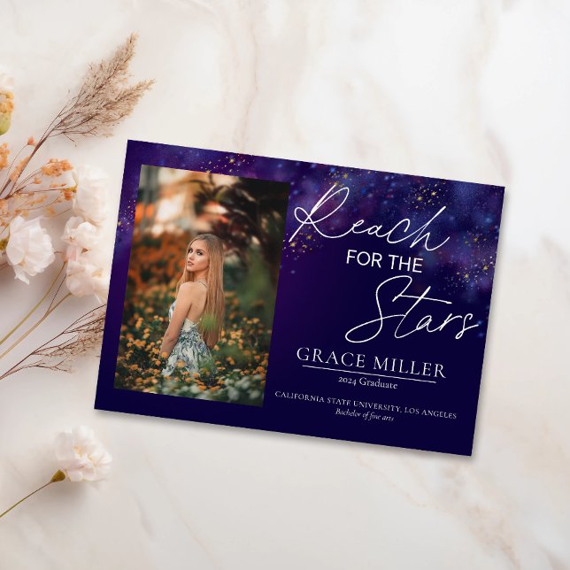 "Für die Sterne erreichen" Galaxy Foto Abschluss Einladung (Von Creator hochgeladen)