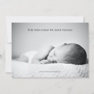 Für dieses Kind haben wir gebetet Baby Shower Dankeskarte