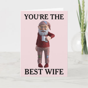FÜR EHEFRAU GNOME ELF CHRISTMAS CARD FEIERTAGSKARTE