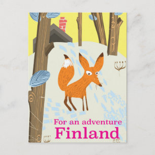 Für ein Abenteuer Finnland Retro-Reiseplakat Postkarte