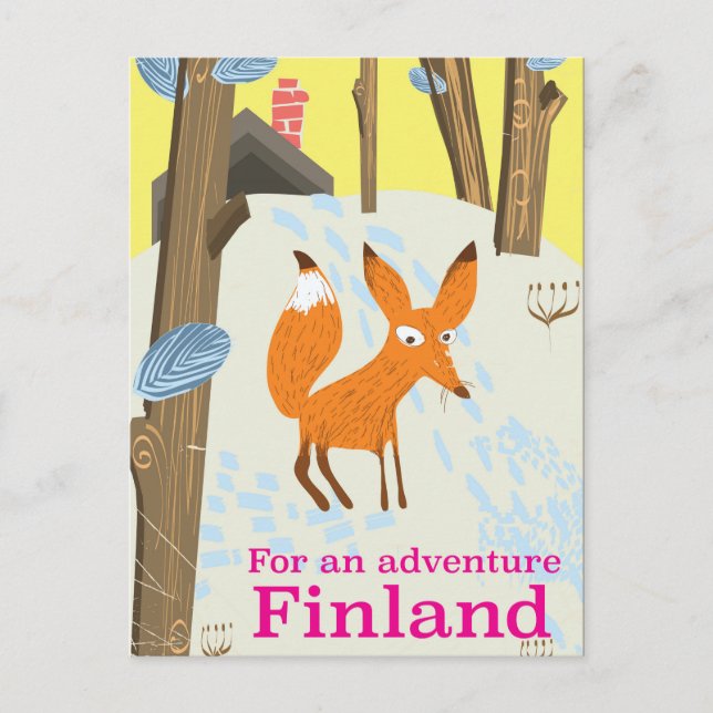 Für ein Abenteuer Finnland Retroposter Postkarte (Vorderseite)