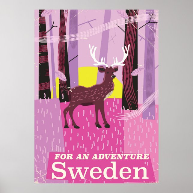 Für ein Abenteuer Schweden Retroposter Poster (Vorne)
