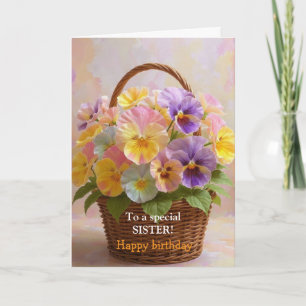 Für eine besondere Schwester rosa gelbe Rosen Gebu Feiertagskarte