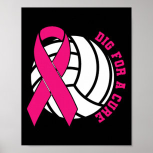 Für eine Heilung Brustkrebs Bewusstsein Volleyball Poster