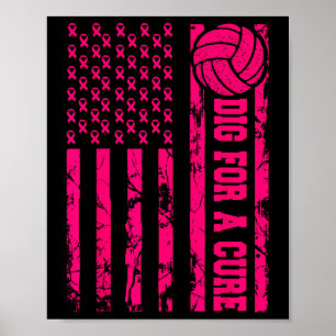 Für eine Heilung Brustkrebs Volleyball Pink Americ Poster