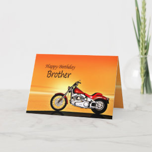 Für einen Bruder Motorradsonnenunterganggeburtstag Karte