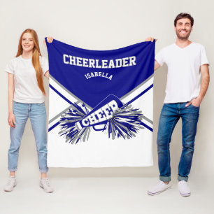 Für einen 📣 Cheerleader - blau, grau und weiß Fleecedecke