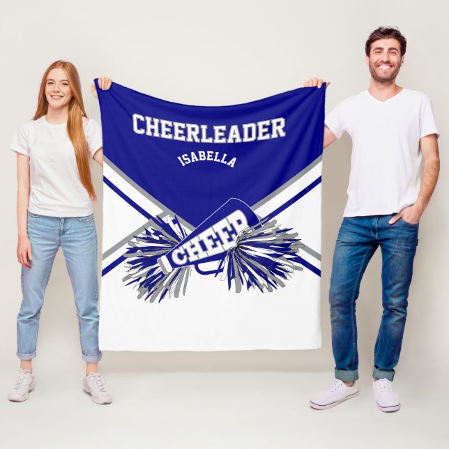 Für einen 📣 Cheerleader - blau, grau und weiß Fleecedecke (Beispiel)