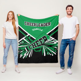 Für einen 📣 Cheerleader - grün, weiß und schwarz Fleecedecke