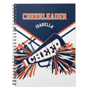 Für einen Cheerleader - Navy Blue, White & Orange Notizblock