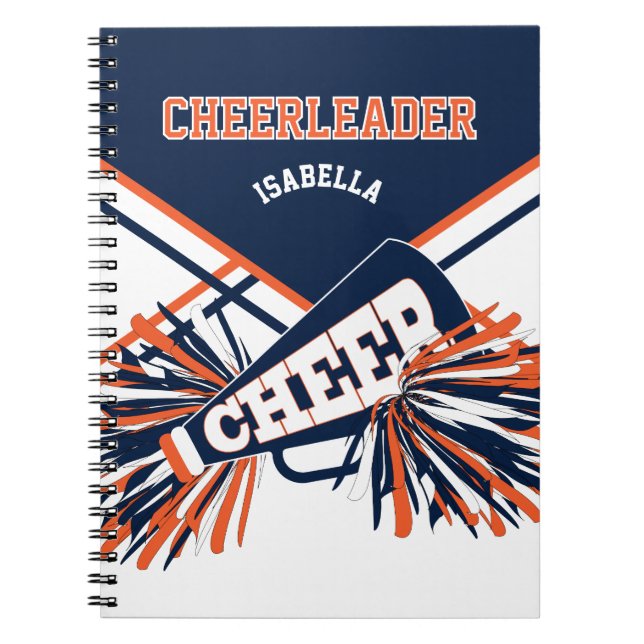 Für einen Cheerleader - Navy Blue, White & Orange Notizblock (Vorderseite)