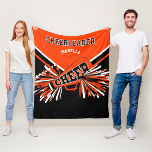 Für einen 📣 Cheerleader - Orange, Black & White Fleecedecke