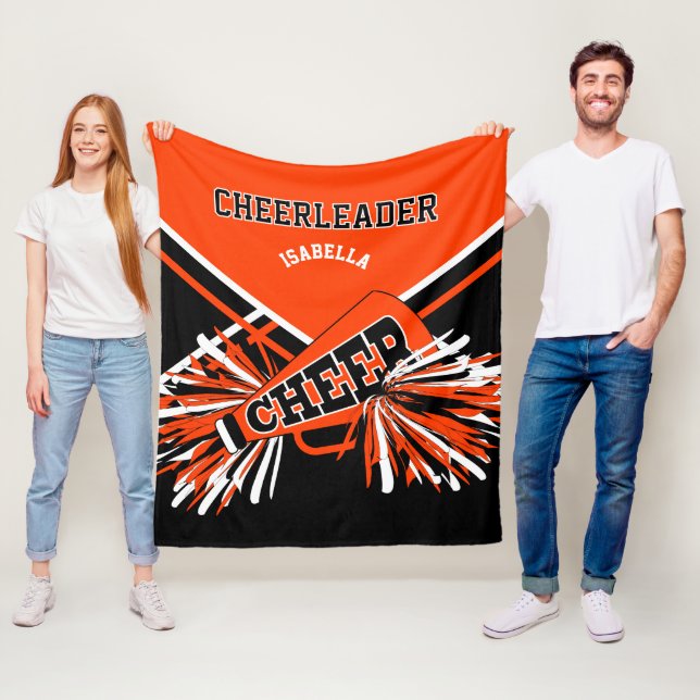 Für einen Cheerleader 📣 - Orange, Black & White Fleecedecke (Beispiel)