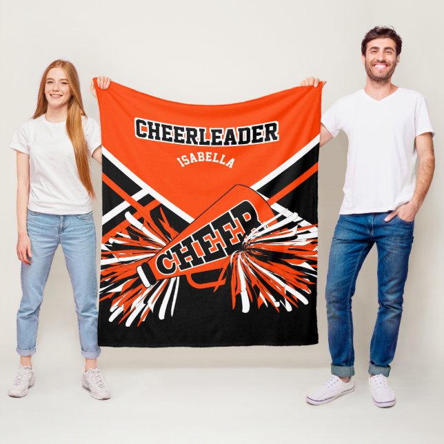 Für einen Cheerleader 📣 - Orange, Black & White Fleecedecke (Beispiel)