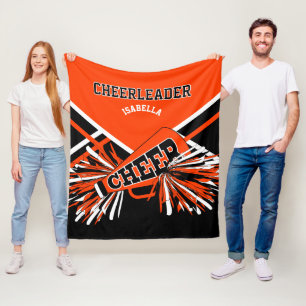 Für einen Cheerleader 📣 - Orange, Schwarz & Weiß Fleecedecke