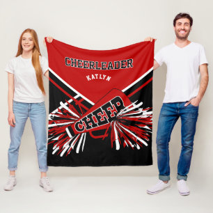Für einen 📣 Cheerleader - rot, schwarz und weiß - Fleecedecke