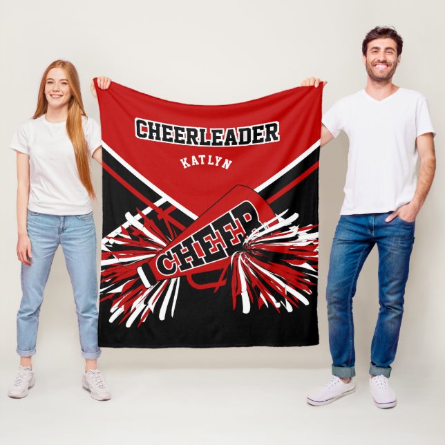 Für einen 📣 Cheerleader - rot, schwarz und weiß - Fleecedecke (Beispiel)