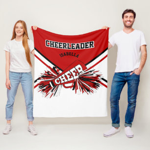 Für einen 📣 Cheerleader - rot, weiß und schwarz - Fleecedecke