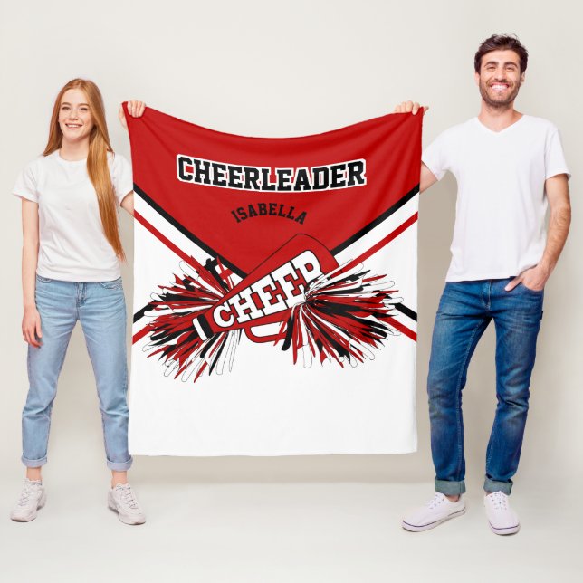 Für einen 📣 Cheerleader - rot, weiß und schwarz - Fleecedecke (Beispiel)