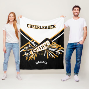 Für einen 📣 Cheerleader - weiß, Gold und schwarz Fleecedecke