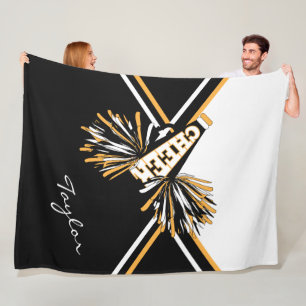 Für einen 📣 Cheerleader - weiß, Gold und schwarz Fleecedecke