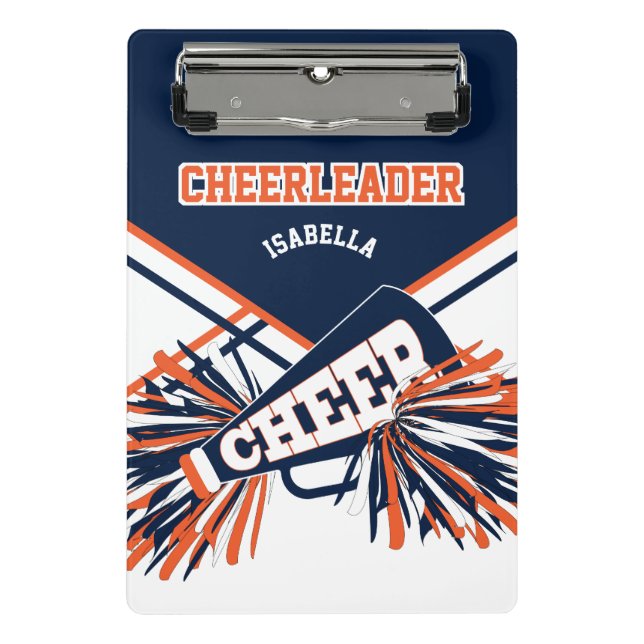 Für einen Chef - Navy Blue, Orange & White Mini Klemmbrett (Vorderseite)