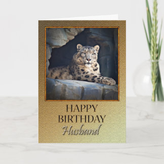 Für einen Ehemann einen Geburtstag mit Schneeleopa Karte