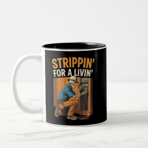 Für einen Lebensunterhalt herumalbernder lustiger  Zweifarbige Tasse