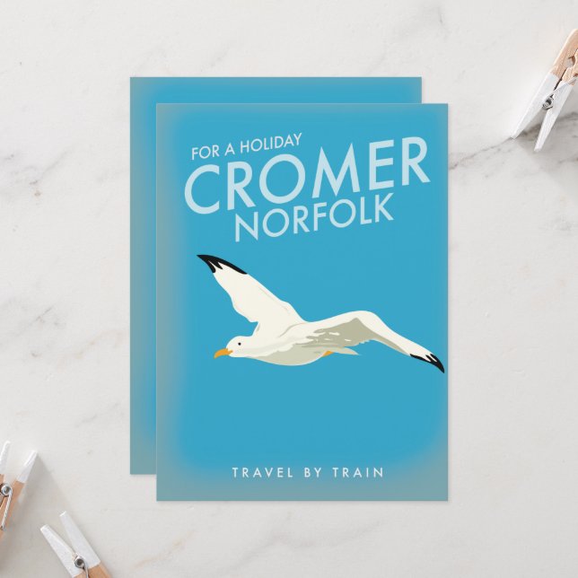 Für einen Urlaub Cromer Norfolk Bahn Poster. (Vorderseite/Rückseite Beispiel)