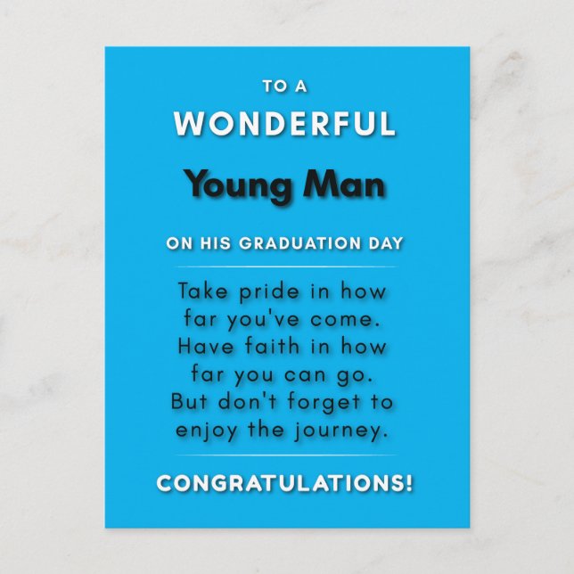 Für einen wunderbaren jungen Mann an seinem Abschl Postkarte (Vorderseite)