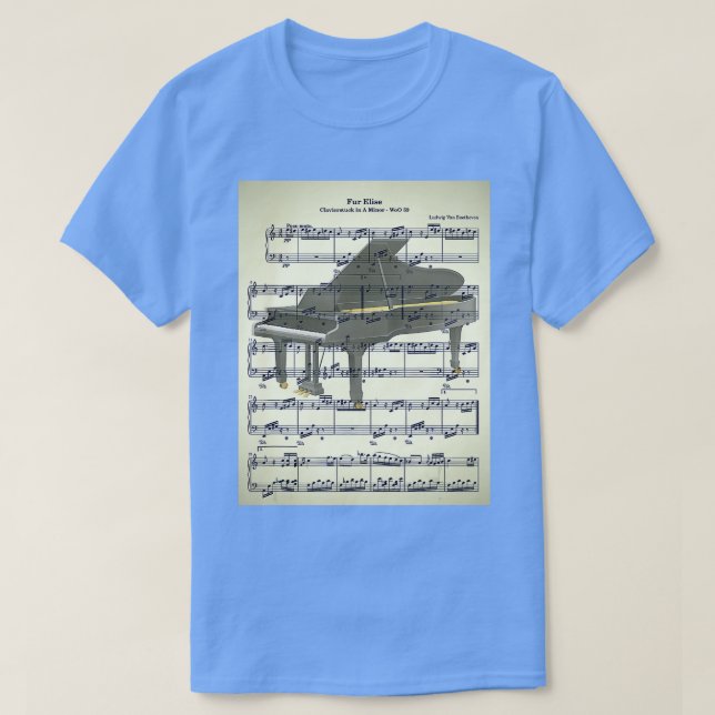 Fur Elise Beethoven Vintage Klaviermusik T-Shirt (Design vorne)