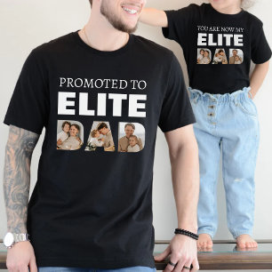 Für Elite Vater Foto Collage Black befördert T-Shirt