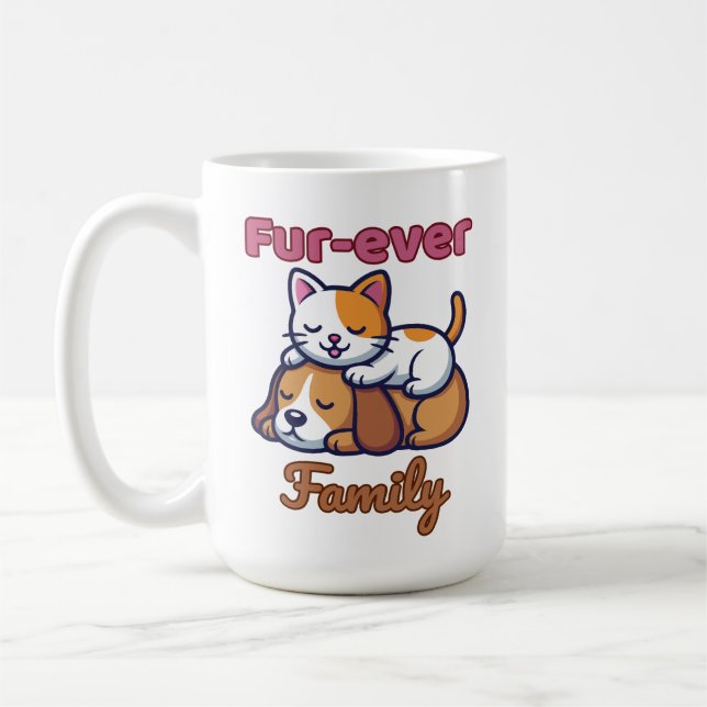 Fur‑ever Family for Cute Cat & Dog Lover Kaffeetasse (Links)