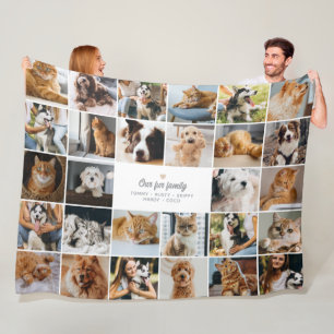 Fur Family Benutzerdefinierter Text 28-Foto-Collag Fleecedecke