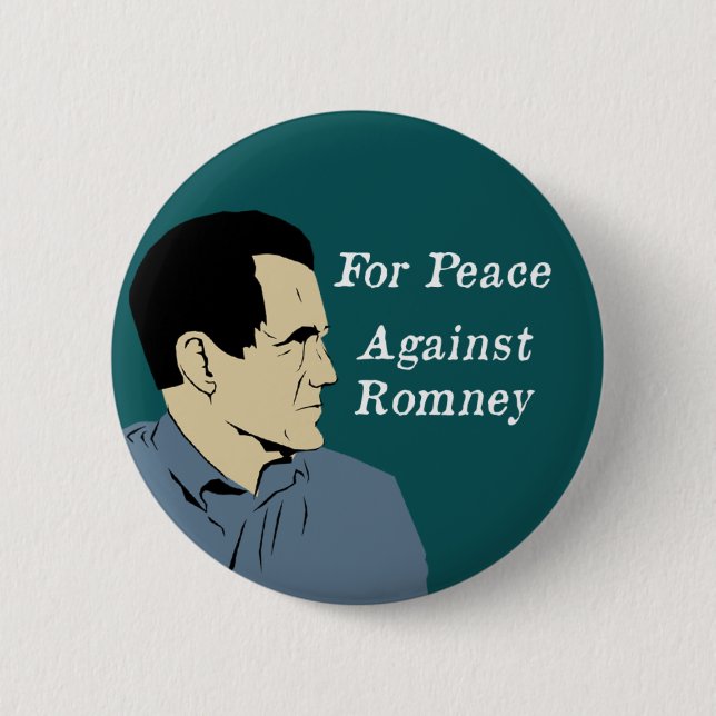 Für Frieden gegen Romney Knopf Button (Vorderseite)