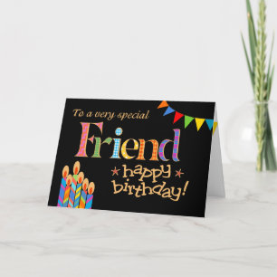 Für Friend Chic Kerzen, Bunting Birthday Card Karte