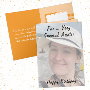 Für ganz besondere Tantchen Foto Orange Geburtstag Karte