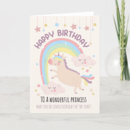 Für Girl Niedlich Rainbow and Unicorn Geburtstagsk Karte