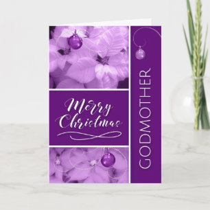 für Godmutter Christmas Lavender Lila Poinsetta Feiertagskarte
