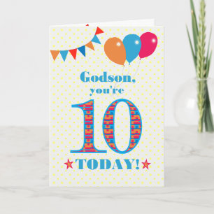 Für Godson 10. Geburtstagsbussballoons Card Karte