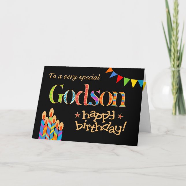 Für Godson Chic Candles, Bunting Birthday Card Karte (Vorderseite)